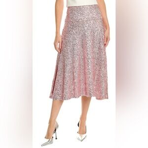 Norma Kamali Shimmering Pink Midi Skirt
